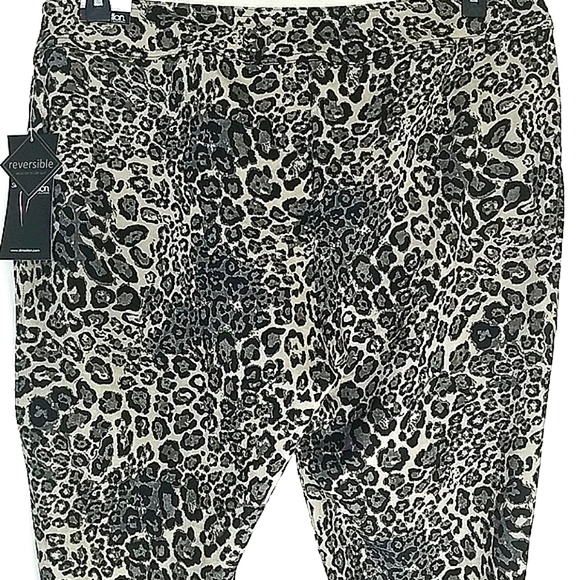 Slimsation Pants NWT 20W Reversible Leopard Print Black Tan Straight Leg Ctrl Tp - Picture 5 of 10